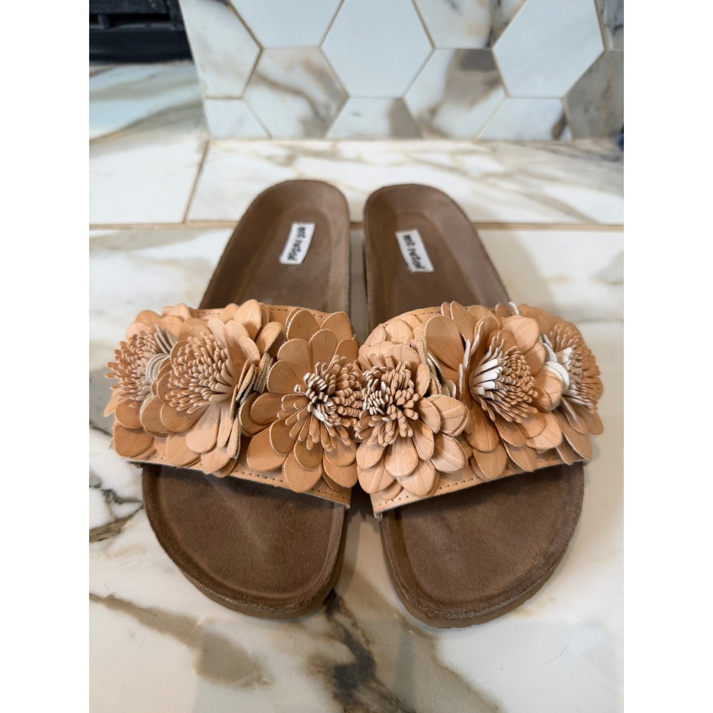 Not Rated Flower Sandals Women Size 10 Tan Floral Cork Slide NRSA0324-430